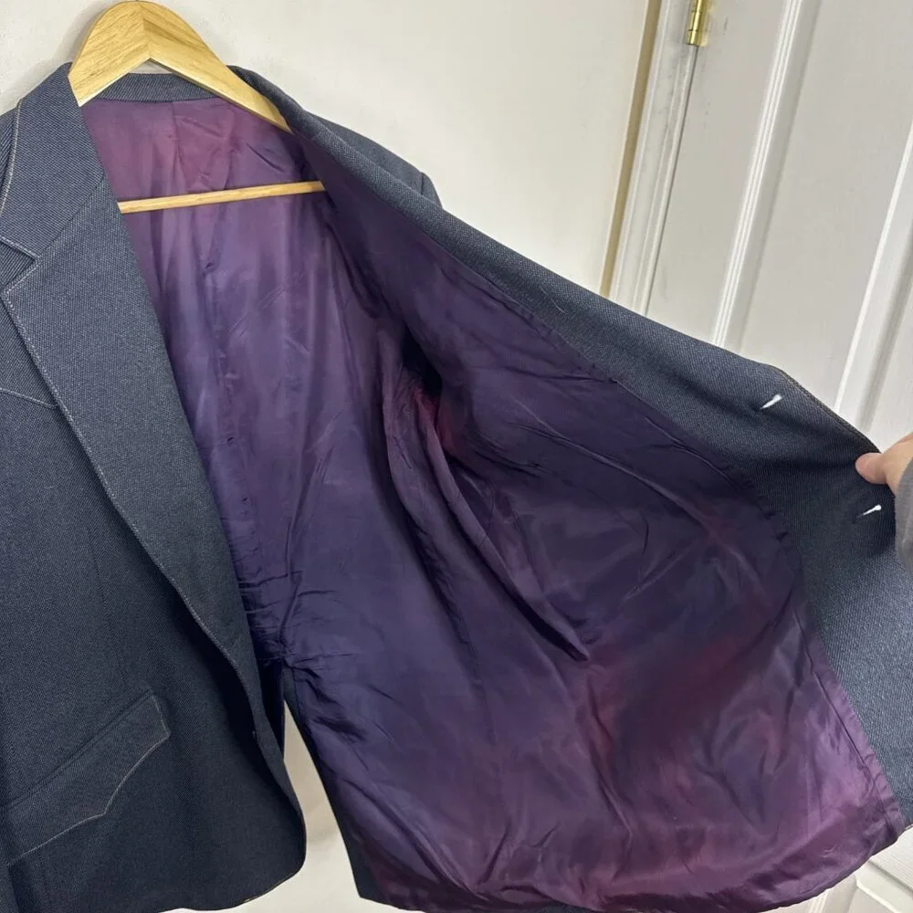 Vintage Lee Western Men 48L Tall Dark Blue‎ Blazer Sports Coat USA